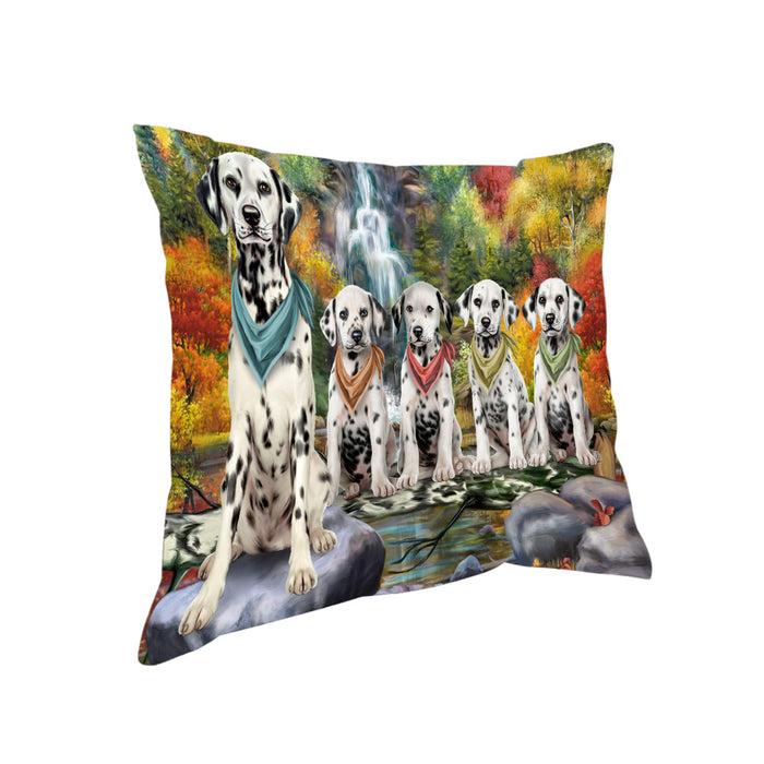 Scenic Waterfall Dalmatians Dog Pillow PIL63852