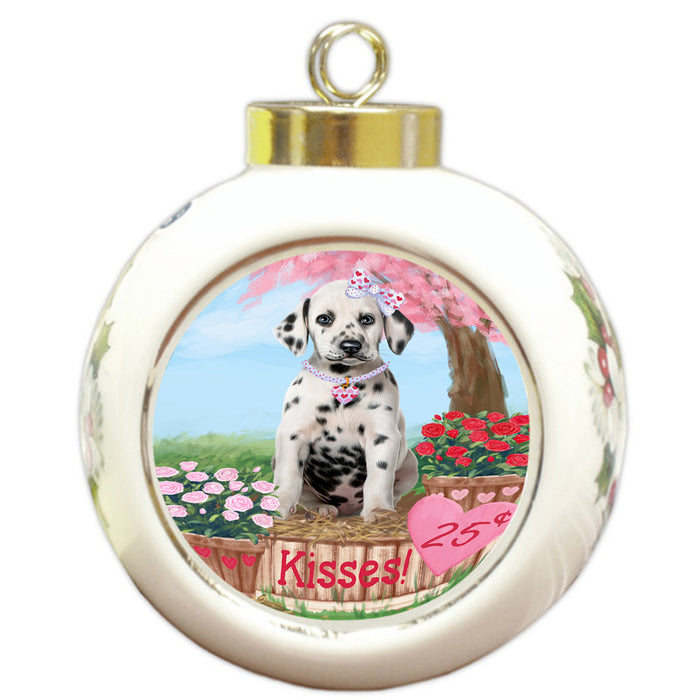Rosie 25 Cent Kisses Dalmatian Dog Round Ball Christmas Ornament RBPOR56213