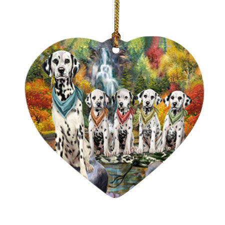 Scenic Waterfall Dalmatians Dog Heart Christmas Ornament HPOR51872