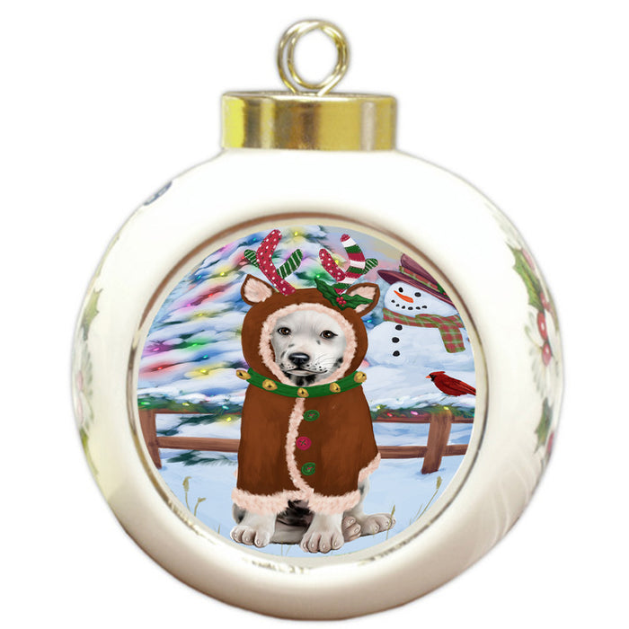 Christmas Gingerbread House Candyfest Dalmatian Dog Round Ball Christmas Ornament RBPOR56679