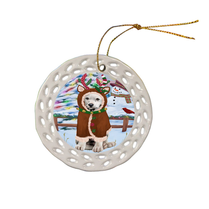 Christmas Gingerbread House Candyfest Dalmatian Dog Ceramic Doily Ornament DPOR56679