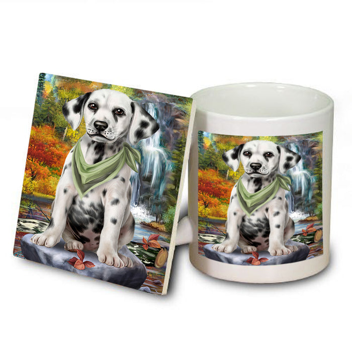 Scenic Waterfall Dalmatian Dog Mug and Coaster Set MUC51865