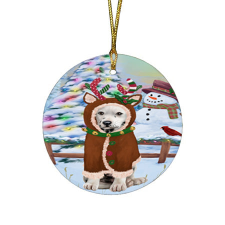 Christmas Gingerbread House Candyfest Dalmatian Dog Round Flat Christmas Ornament RFPOR56679