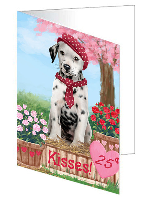 Rosie 25 Cent Kisses Dalmatian Dog Handmade Artwork Assorted Pets Greeting Cards and Note Cards with Envelopes for All Occasions and Holiday Seasons GCD72089