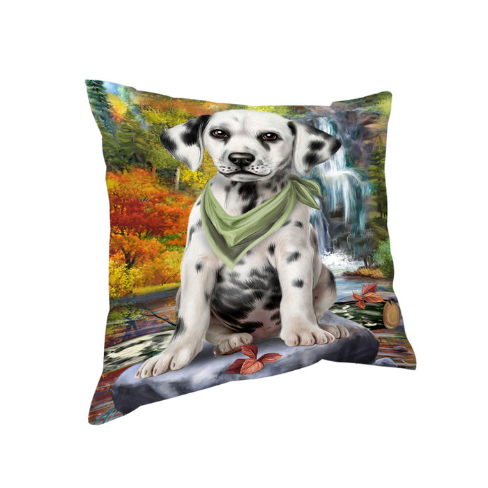 Scenic Waterfall Dalmatian Dog Pillow PIL63856