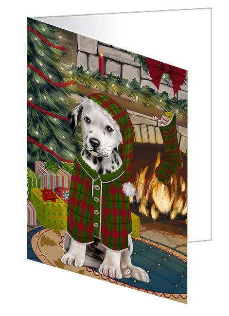 The Stocking was Hung Bichon Frise Dog Handmade Artwork Assorted Pets Greeting Cards and Note Cards with Envelopes for All Occasions and Holiday Seasons GCD70157