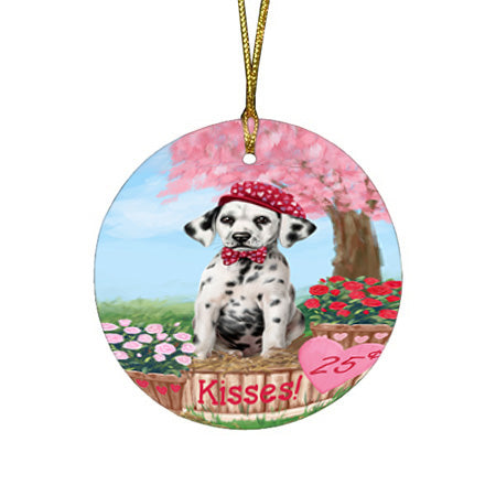 Rosie 25 Cent Kisses Dalmatian Dog Round Flat Christmas Ornament RFPOR56215