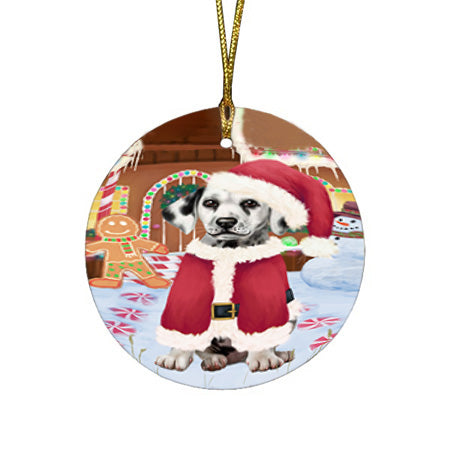 Christmas Gingerbread House Candyfest Dalmatian Dog Round Flat Christmas Ornament RFPOR56680