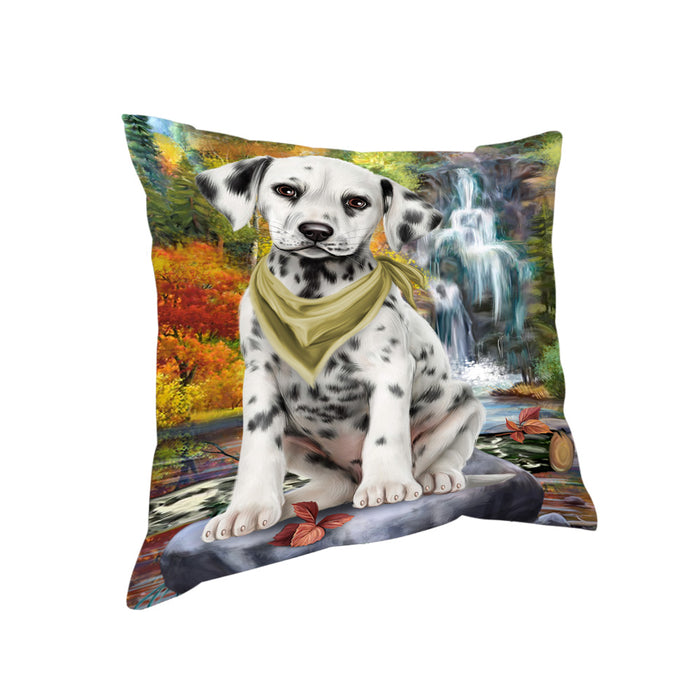 Scenic Waterfall Dalmatian Dog Pillow PIL63860
