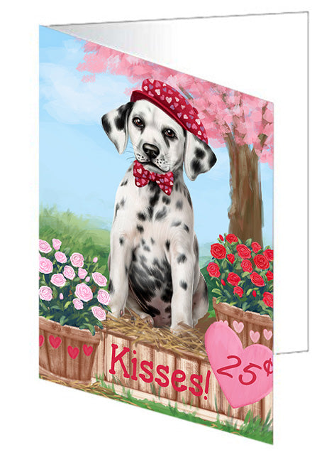 Rosie 25 Cent Kisses Dalmatian Dog Handmade Artwork Assorted Pets Greeting Cards and Note Cards with Envelopes for All Occasions and Holiday Seasons GCD72092