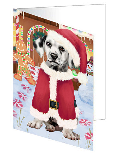 Christmas Gingerbread House Candyfest Dalmatian Dog Handmade Artwork Assorted Pets Greeting Cards and Note Cards with Envelopes for All Occasions and Holiday Seasons GCD73487