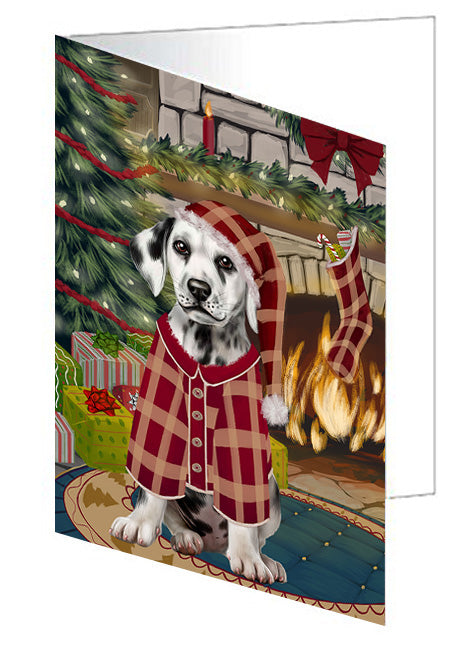 The Stocking was Hung Bichon Frise Dog Handmade Artwork Assorted Pets Greeting Cards and Note Cards with Envelopes for All Occasions and Holiday Seasons GCD70154