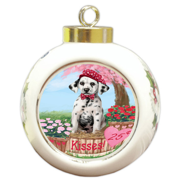 Rosie 25 Cent Kisses Dalmatian Dog Round Ball Christmas Ornament RBPOR56215