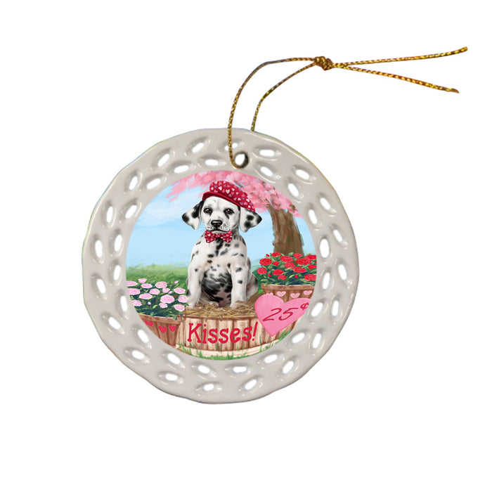 Rosie 25 Cent Kisses Dalmatian Dog Ceramic Doily Ornament DPOR56215
