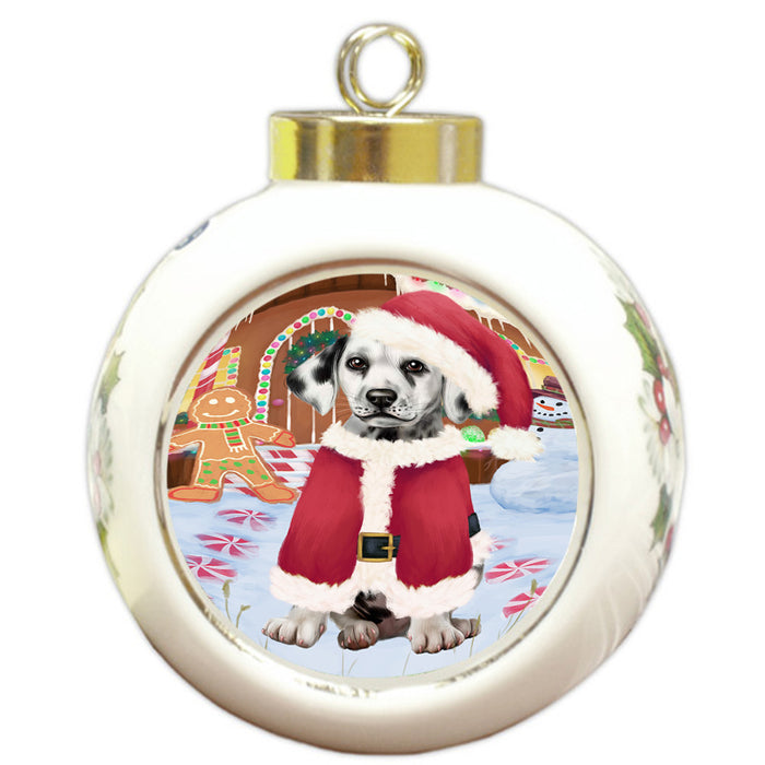 Christmas Gingerbread House Candyfest Dalmatian Dog Round Ball Christmas Ornament RBPOR56680