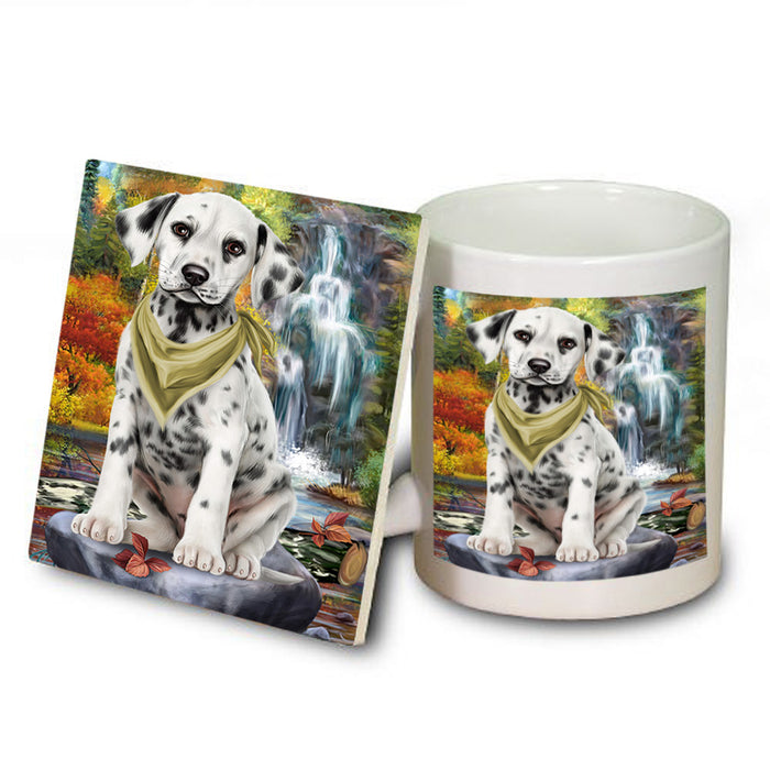 Scenic Waterfall Dalmatian Dog Mug and Coaster Set MUC51866