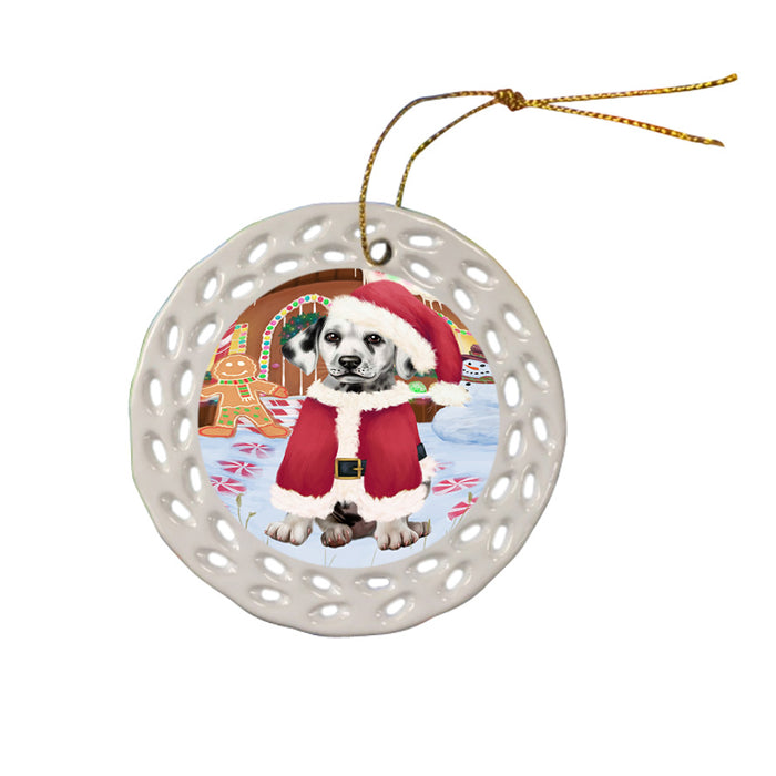 Christmas Gingerbread House Candyfest Dalmatian Dog Ceramic Doily Ornament DPOR56680