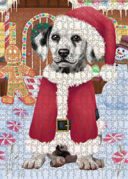 Christmas Gingerbread House Candyfest Dalmatian Dog Puzzle with Photo Tin PUZL93496