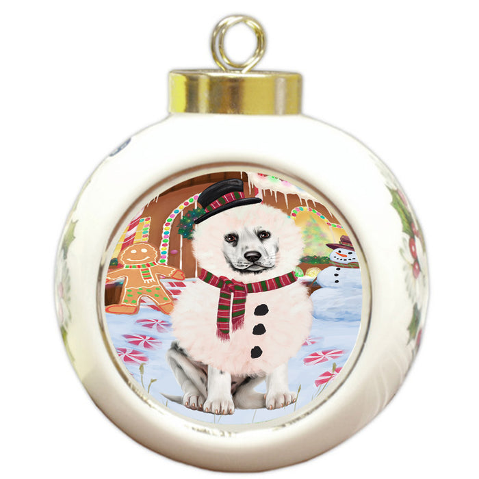 Christmas Gingerbread House Candyfest Dalmatian Dog Round Ball Christmas Ornament RBPOR56681