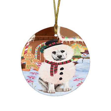 Christmas Gingerbread House Candyfest Dalmatian Dog Round Flat Christmas Ornament RFPOR56681