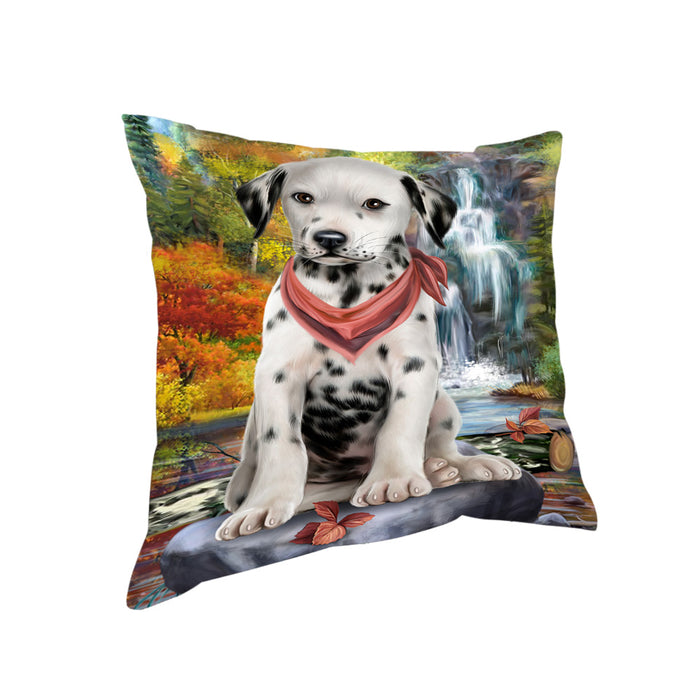 Scenic Waterfall Dalmatian Dog Pillow PIL63864
