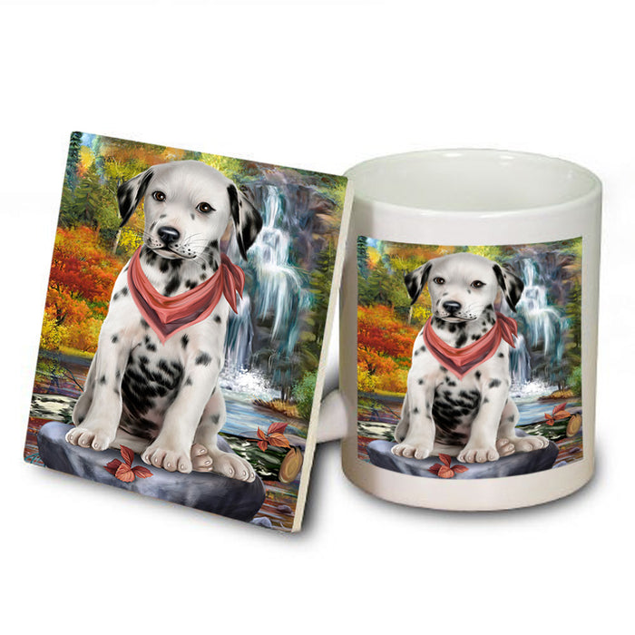 Scenic Waterfall Dalmatian Dog Mug and Coaster Set MUC51867