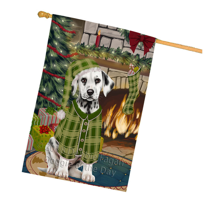 The Stocking was Hung Dalmatian Dog House Flag FLG55728