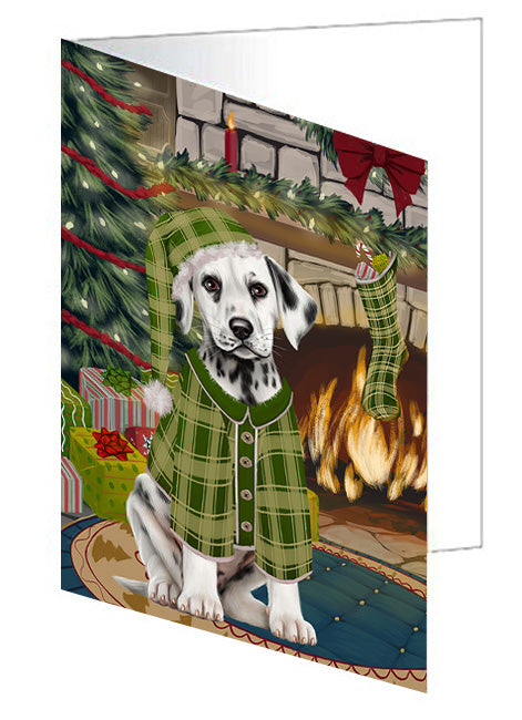 The Stocking was Hung Bichon Frise Dog Handmade Artwork Assorted Pets Greeting Cards and Note Cards with Envelopes for All Occasions and Holiday Seasons GCD70151