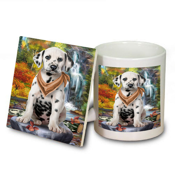 Scenic Waterfall Dalmatian Dog Mug and Coaster Set MUC51868
