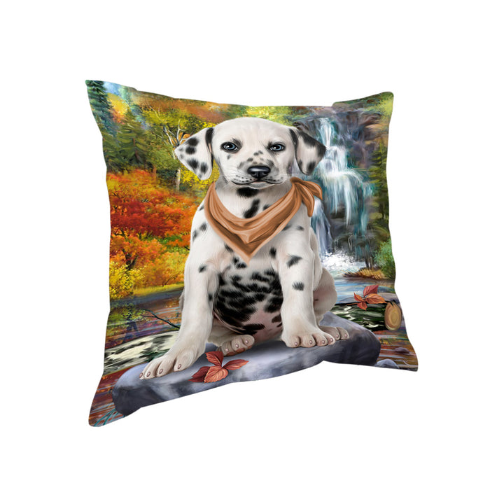 Scenic Waterfall Dalmatian Dog Pillow PIL63868