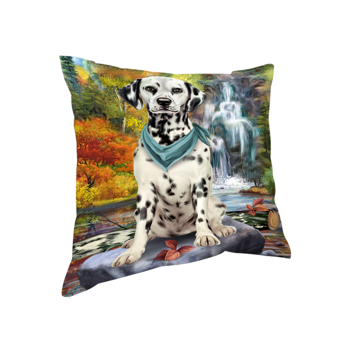 Scenic Waterfall Dalmatian Dog Pillow PIL63872