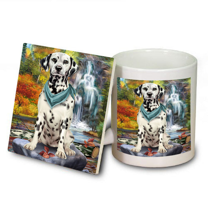 Scenic Waterfall Dalmatian Dog Mug and Coaster Set MUC51869