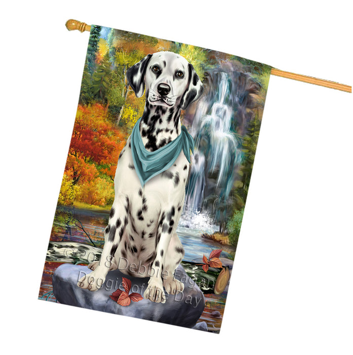 Scenic Waterfall Dalmatian Dog House Flag FLG52010