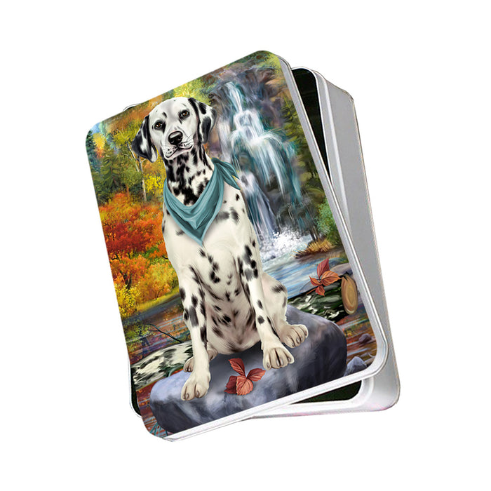 Scenic Waterfall Dalmatian Dog Photo Storage Tin PITN51929