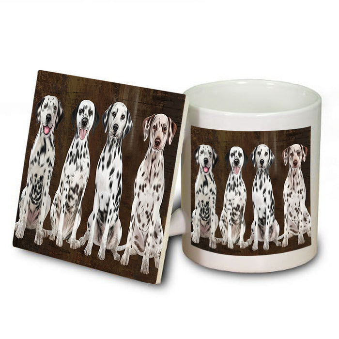 Rustic 4 Dalmatians Dog Mug and Coaster Set MUC54351