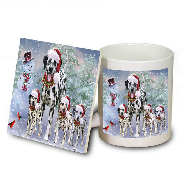 Christmas Running Family Dalmatian Dogs Mug and Coaster Set MUC57123