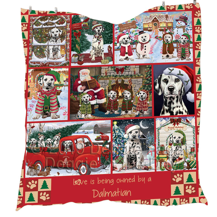 Love is Being Owned Christmas Dalmatian Dogs Quilt