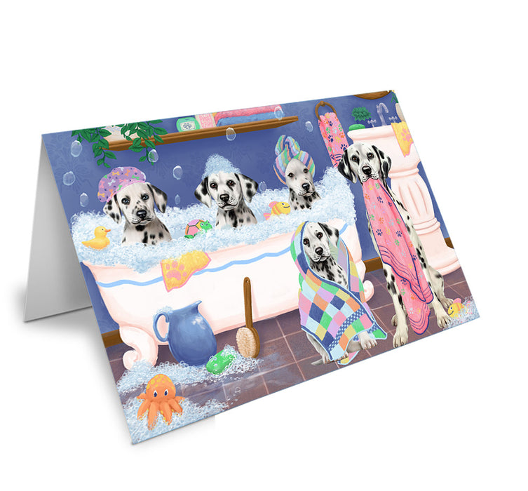 Rub A Dub Dogs In A Tub Dalmatians Dog Handmade Artwork Assorted Pets Greeting Cards and Note Cards with Envelopes for All Occasions and Holiday Seasons GCD74873