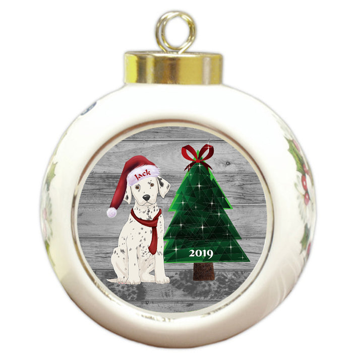 Custom Personalized Dalmatian Dog Glassy Classy Christmas Round Ball Ornament