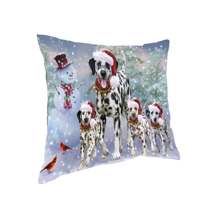 Christmas Running Family Dalmatian Dogs Pillow PIL83680
