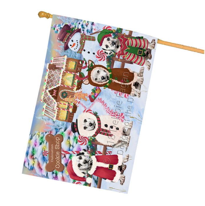 Holiday Gingerbread Cookie Shop Dalmatians Dog House Flag FLG57081