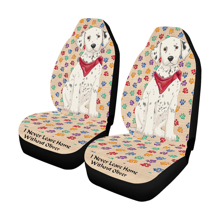 Personalized I Never Leave Home Paw Print Dalmatian Dogs Pet Front Car Seat Cover (Set of 2)
