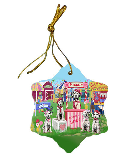 Carnival Kissing Booth Dalmatians Dog Star Porcelain Ornament SPOR56188
