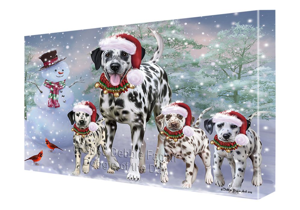 Christmas Running Family Dalmatian Dogs Canvas Print Wall Art Décor CVS136619