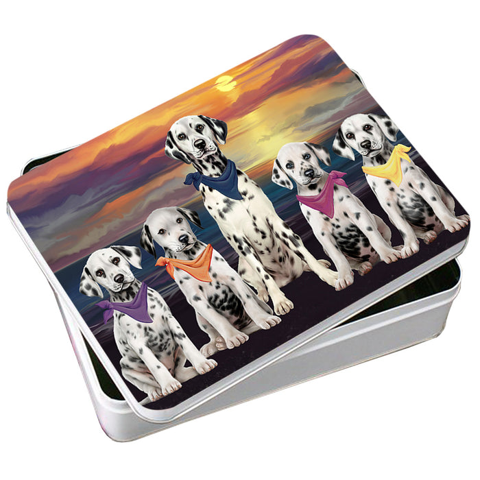 Family Sunset Portrait Dalmatians Dog Photo Storage Tin PITN50253