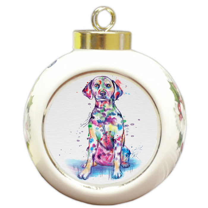 Watercolor Dalmatian Dog Round Ball Christmas Ornament RBPOR58212