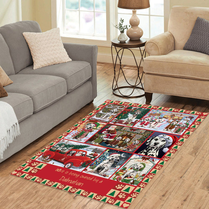 Love is Being Owned Christmas Dalmatian Dogs Area Rug