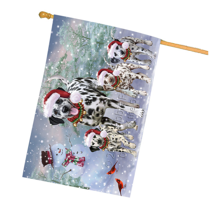 Christmas Running Family Dalmatian Dogs House Flag FLG65155