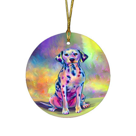 Paradise Wave Dalmatian Dog Round Flat Christmas Ornament RFPOR57062