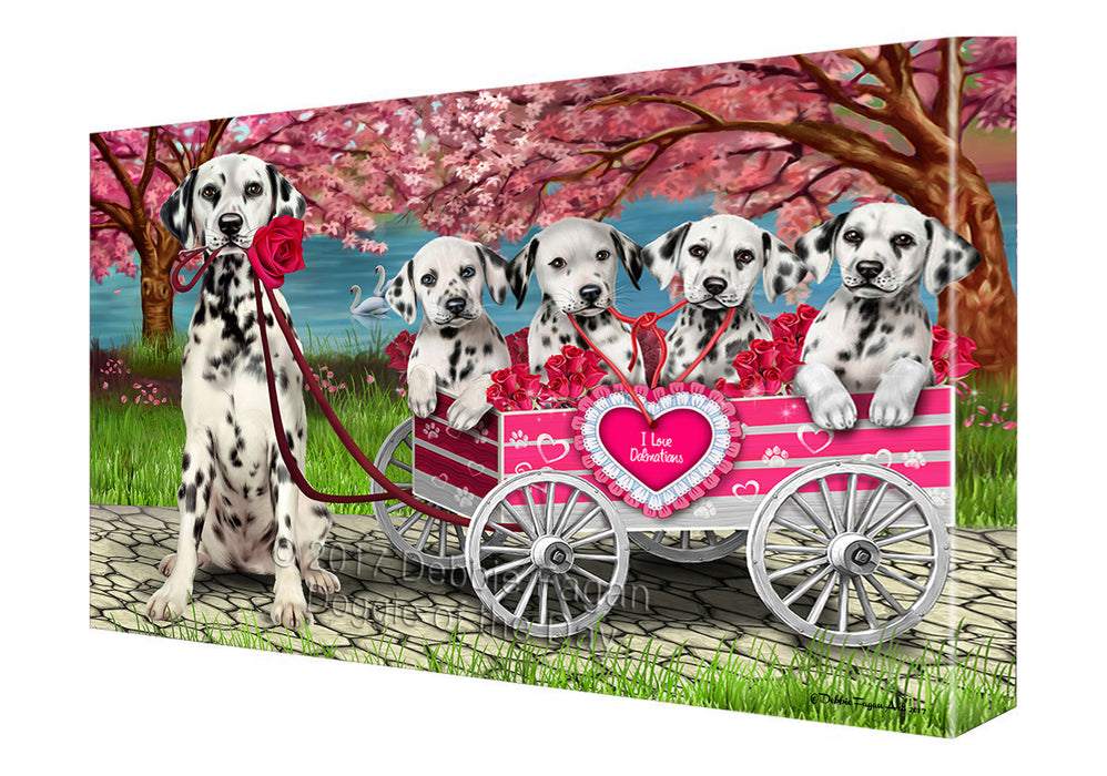 I Love Dalmatians Dog in a Cart Canvas Wall Art CVS49530